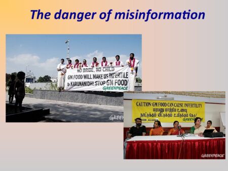 Examples of misinformation on Greenpeace banners 